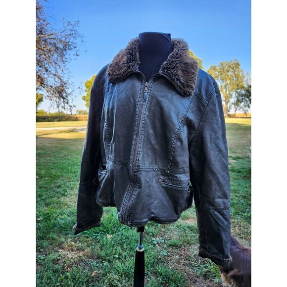 CATO Black Faux Leather Motorcycle Jacket Size XL. Made To Look Vintage - Picture 1 of 5